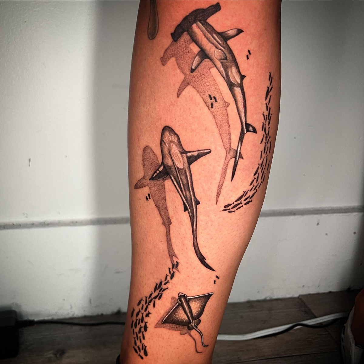 ocean bottom tattoo shark tattoo