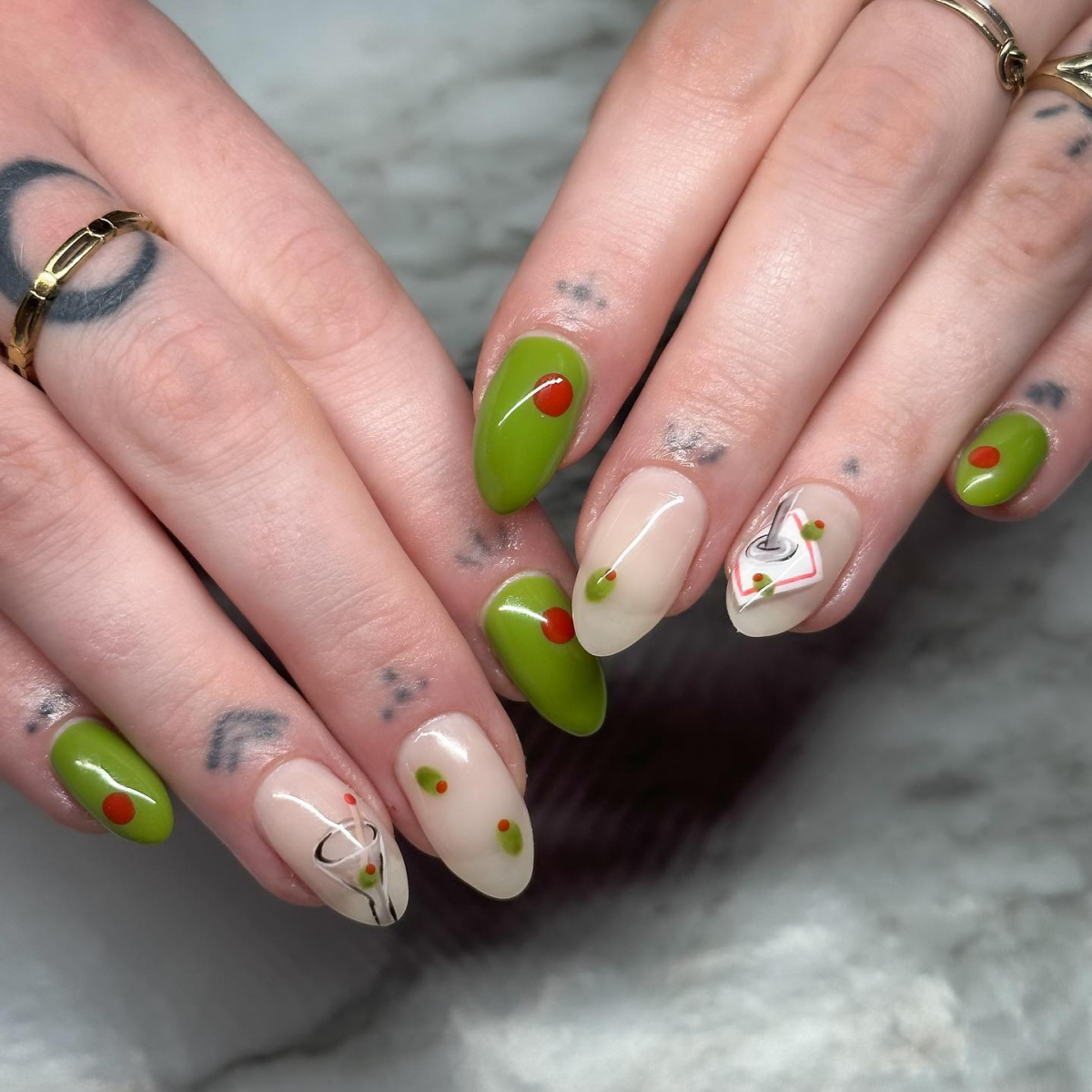 olive green nails martini nails