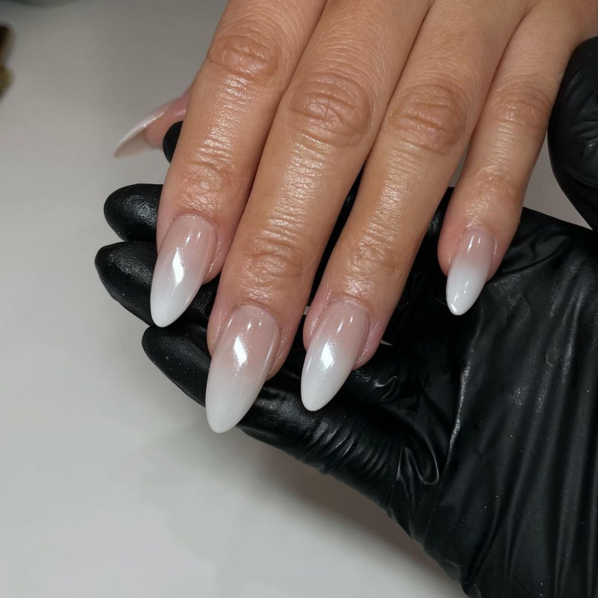 ombre white nails