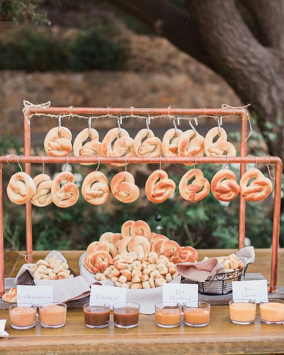 pretzel bar at wedding