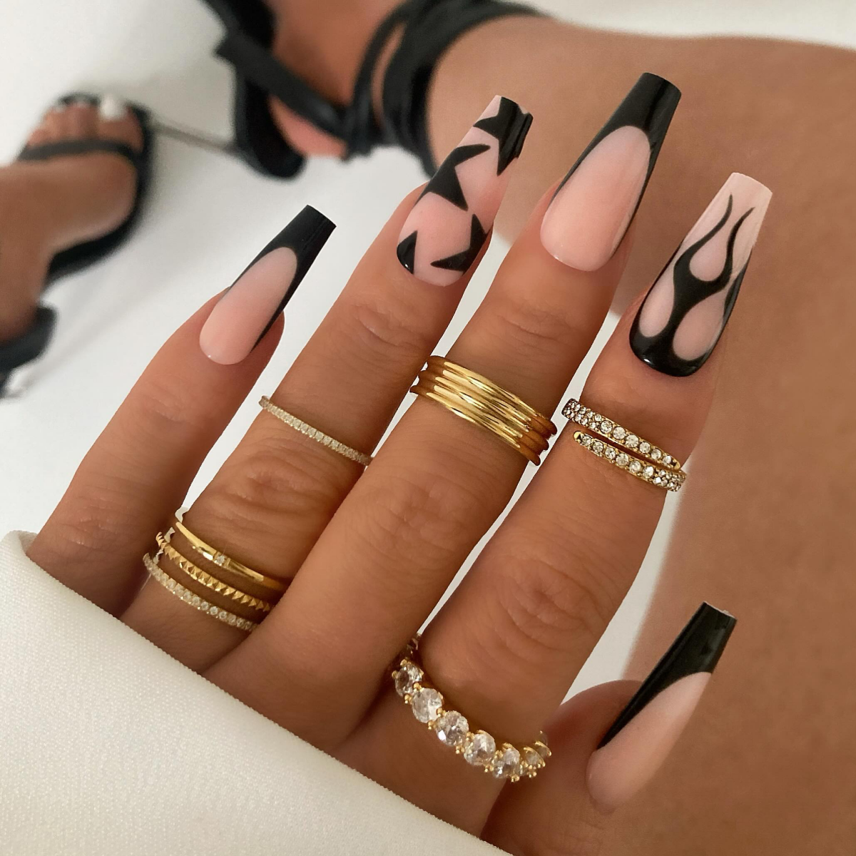 rockstar nail design in black