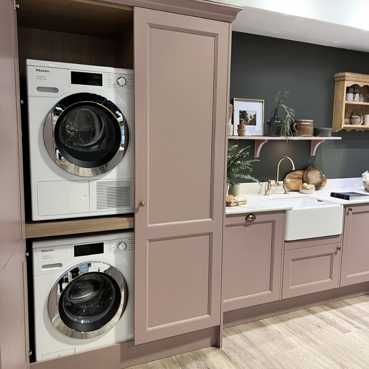 rose ash colored laundry room