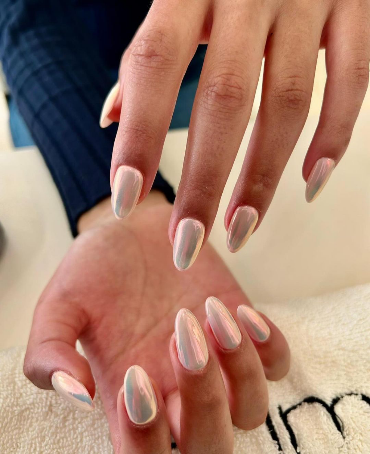 shiny milky white nails glazed