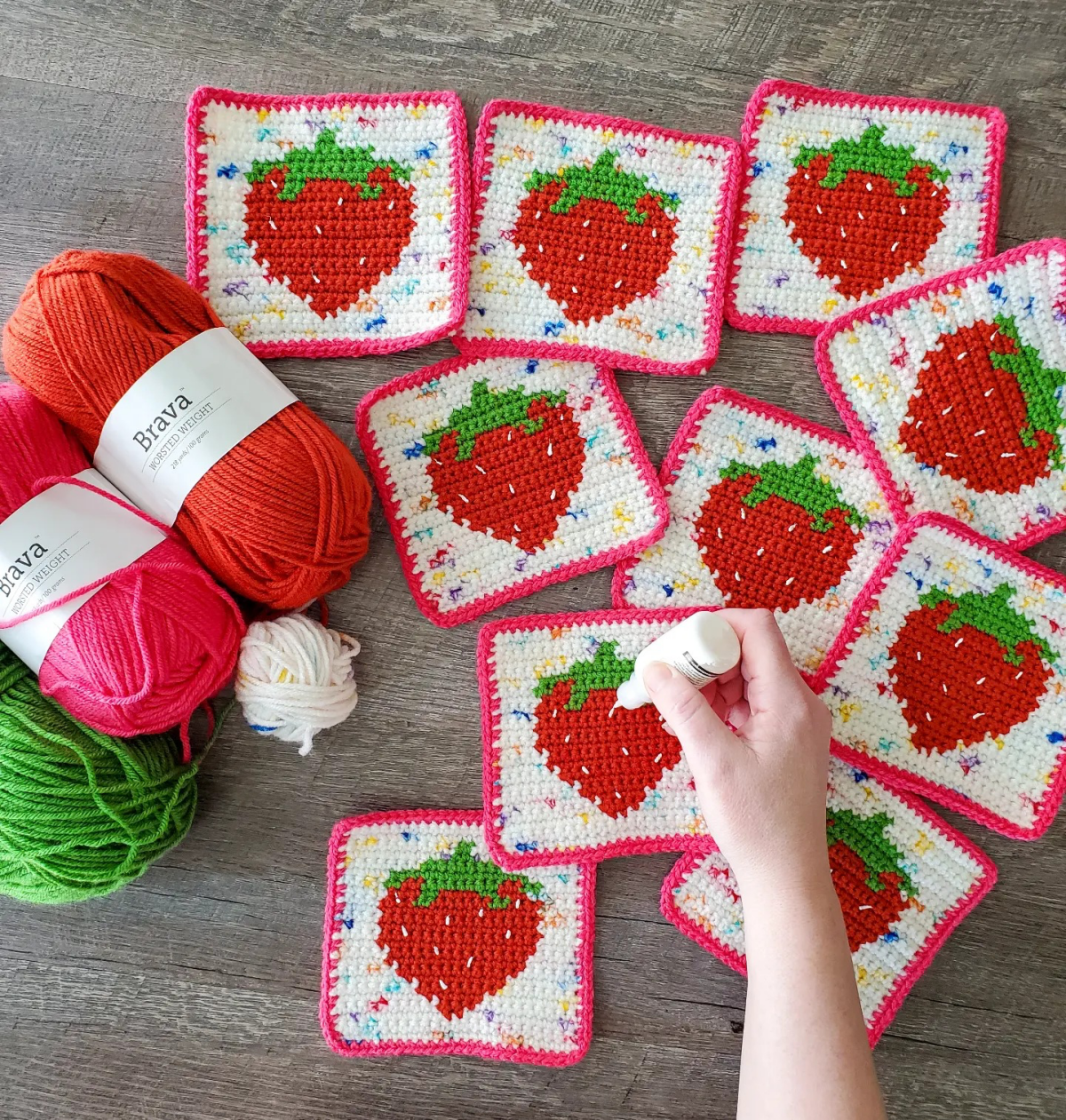 strawberry crochet granny squares