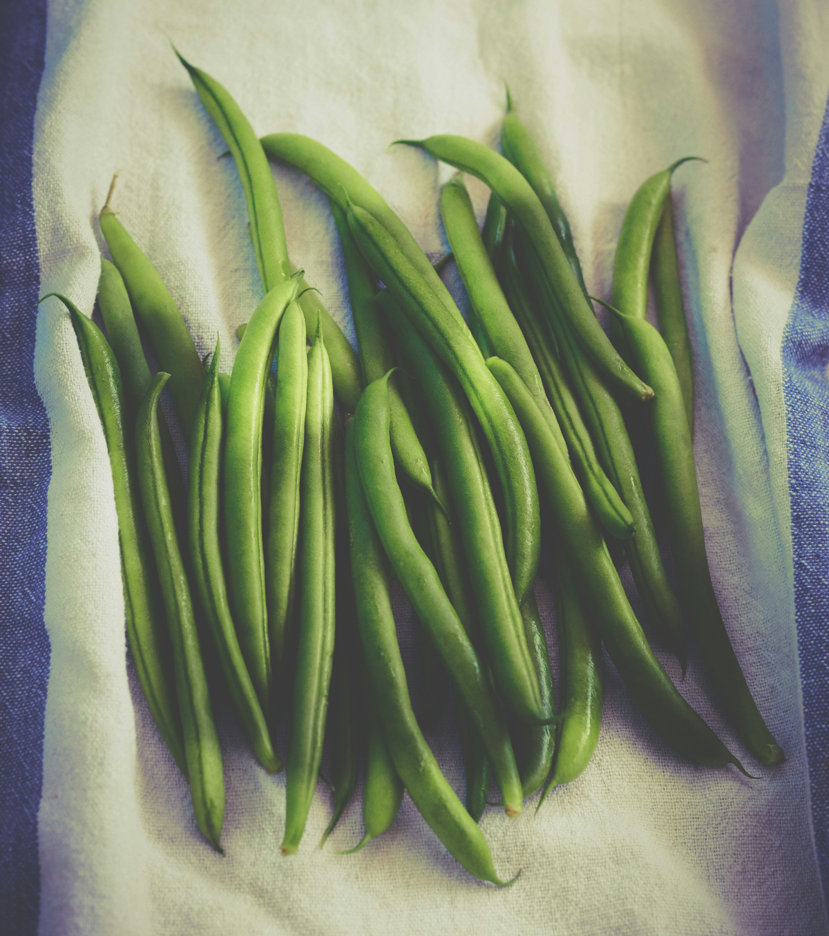 string beans on cloth