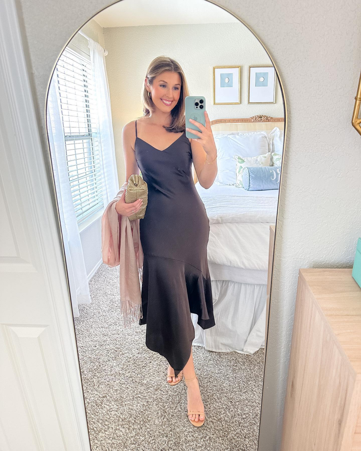 what to wear to an engagement party black satin drress
