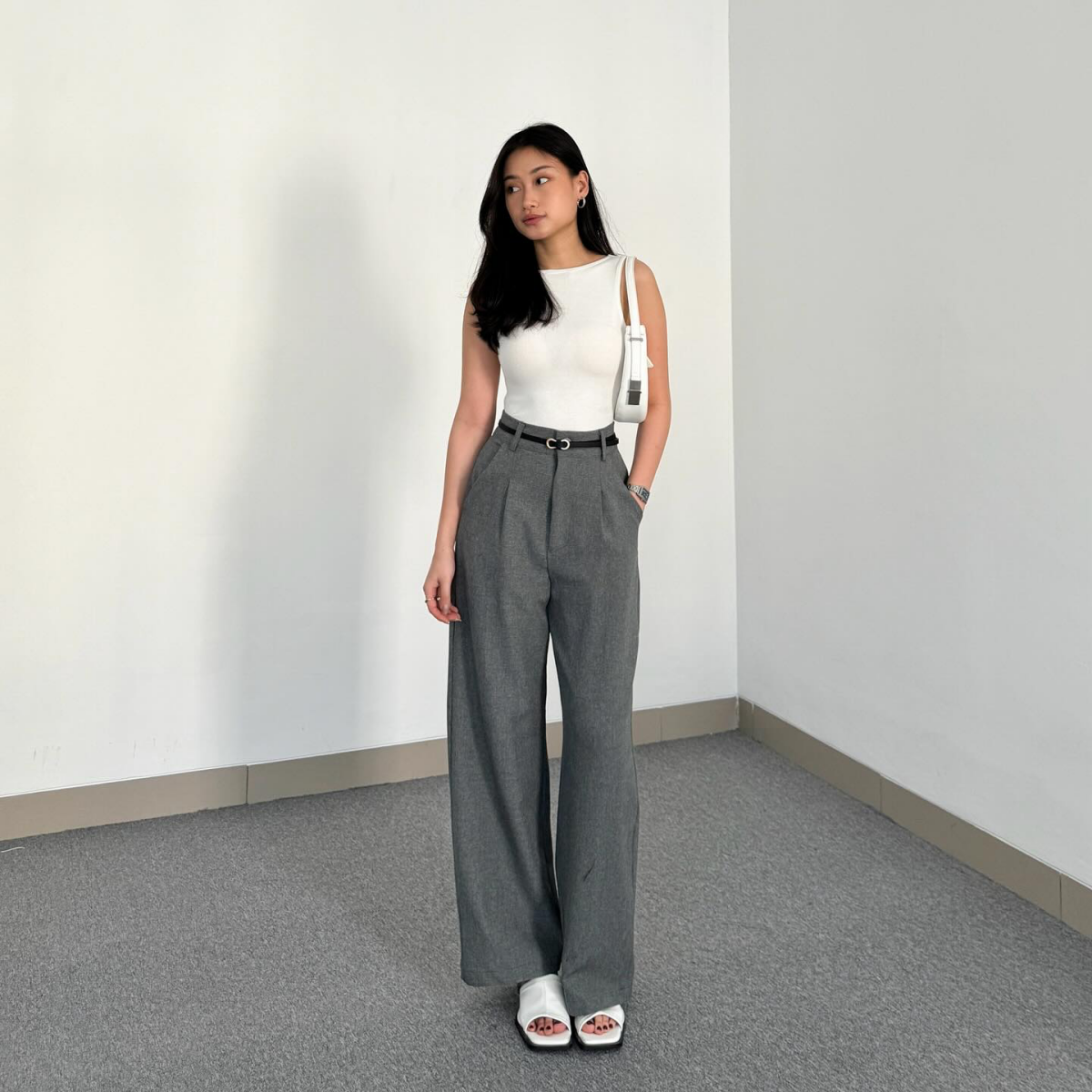 what to wear to an engagement party gray pants with light gray top