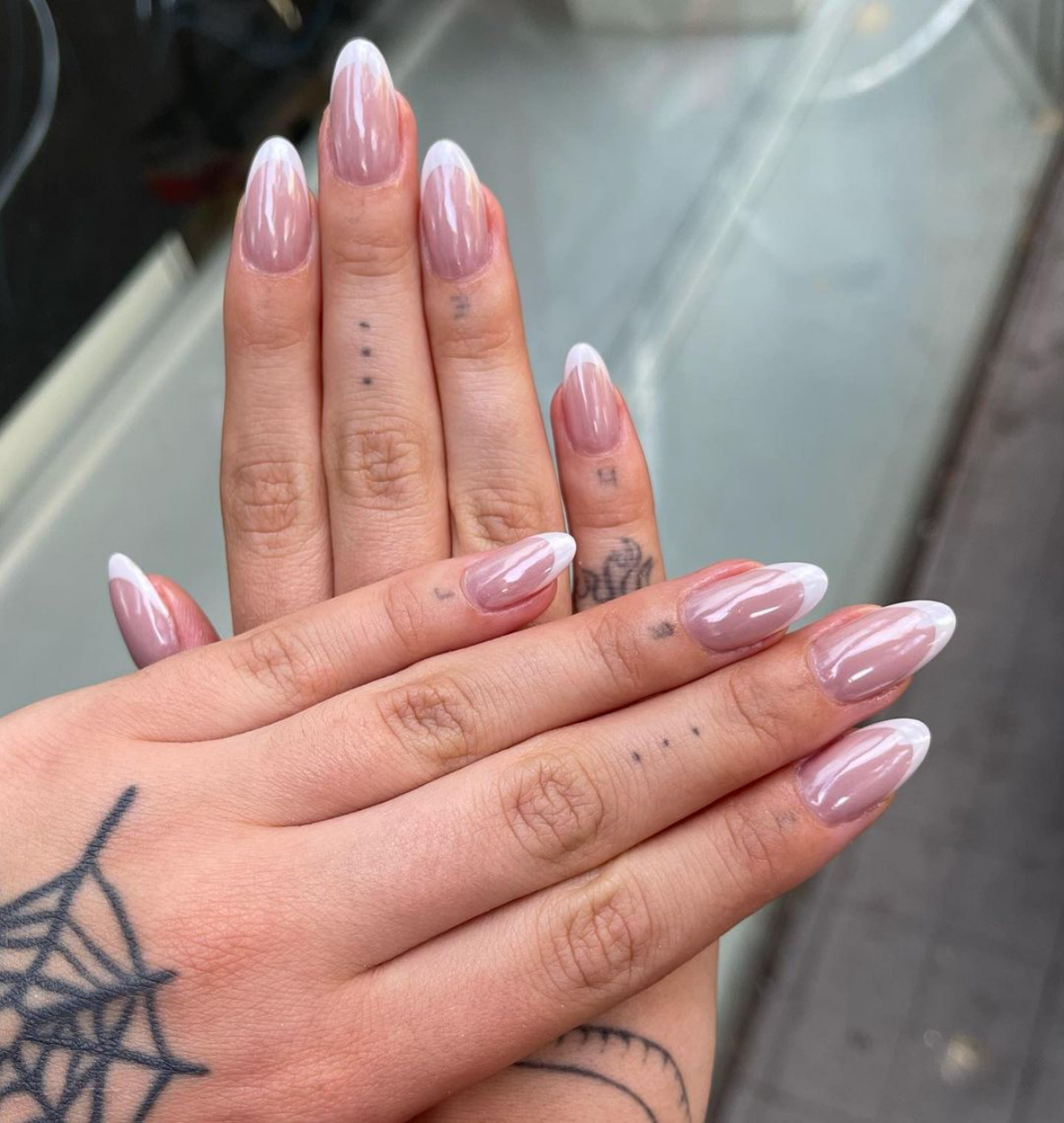 white tip nails with chrome