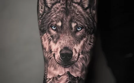 wolf tattoo realistic wolf with blue wolf