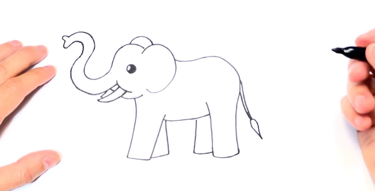 add the tail to the elephant drawing