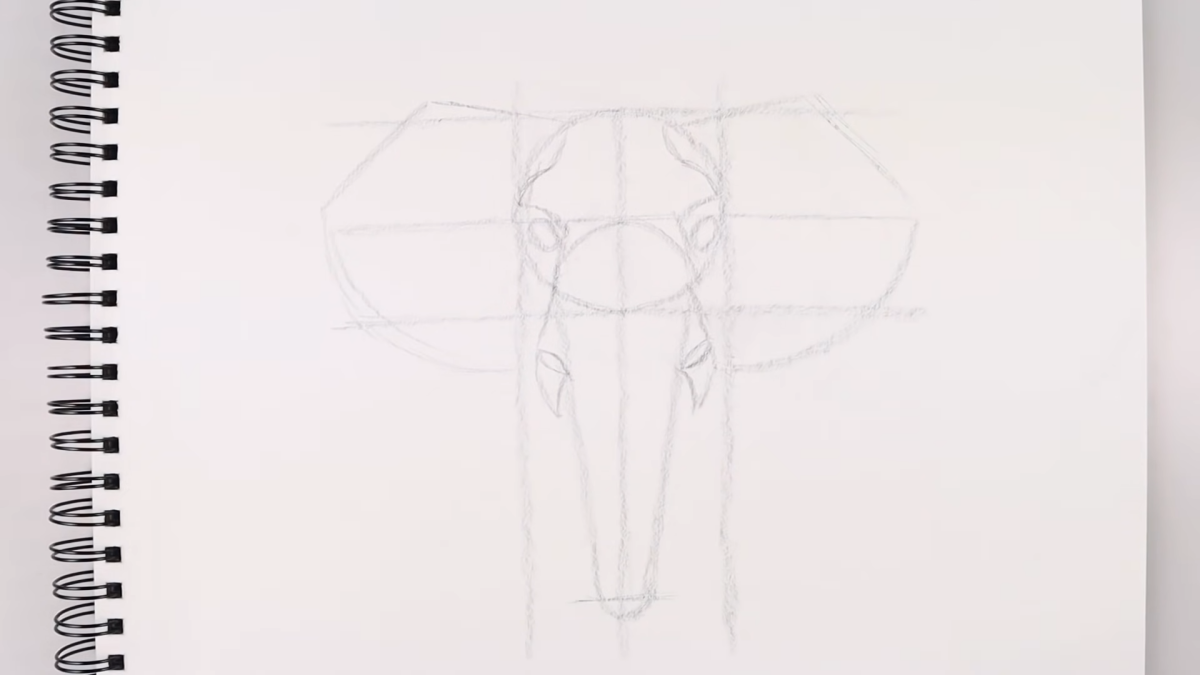 adding ears to the elephant drawing