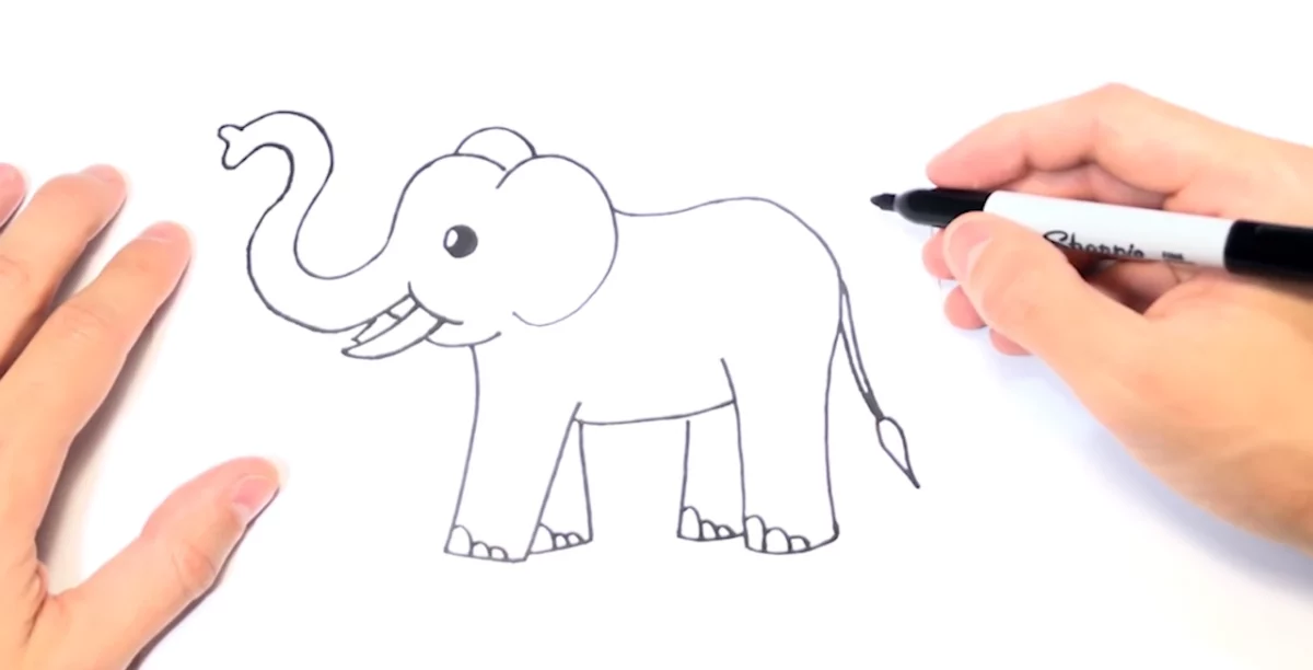 adding nails to elephant drawing