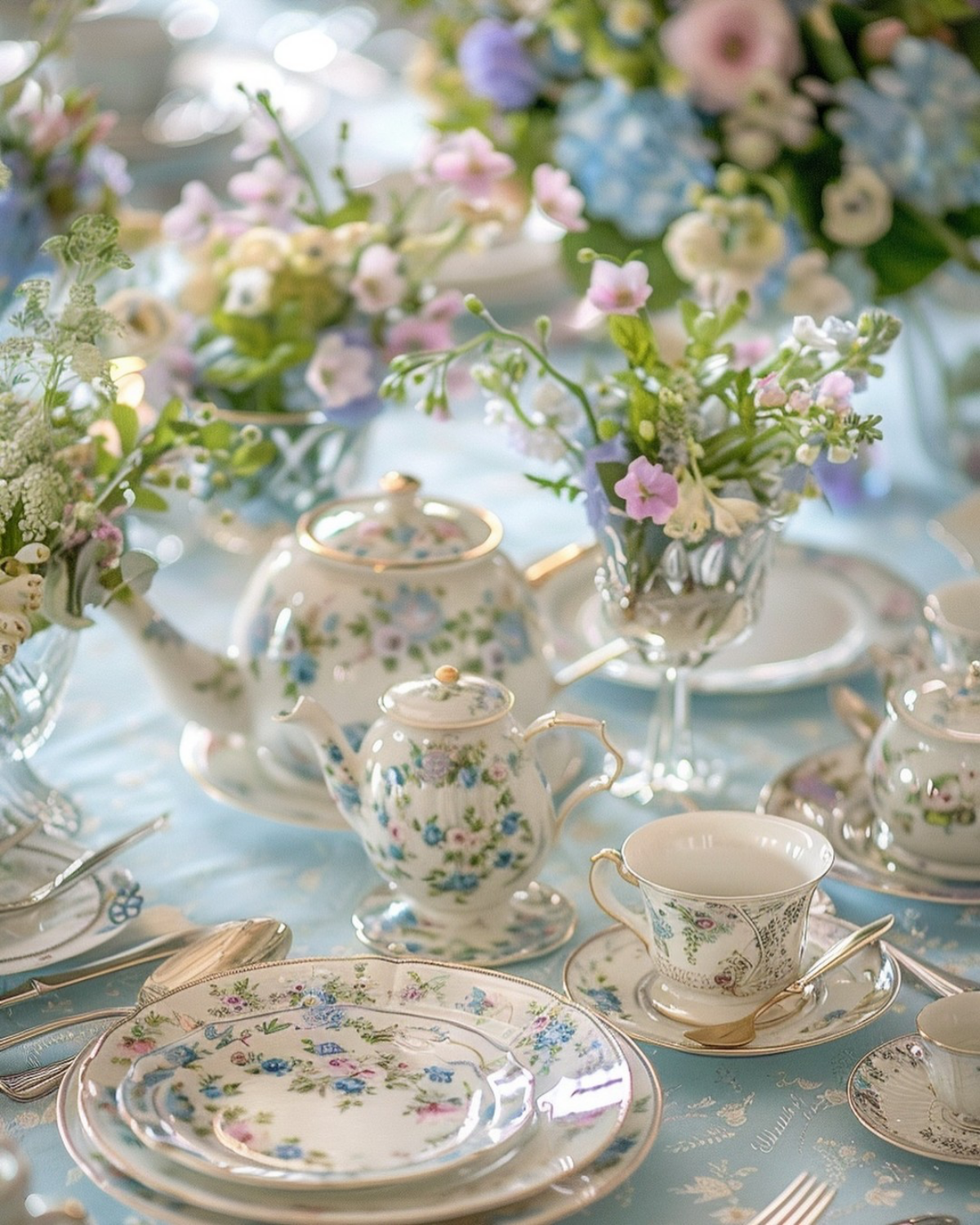 adult tea party china with flowers