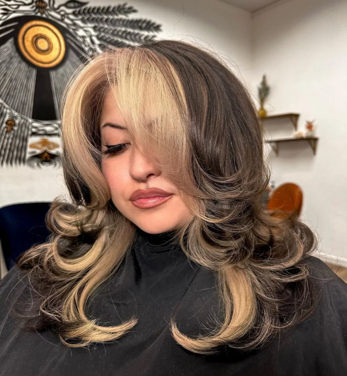 blonde block with blowout