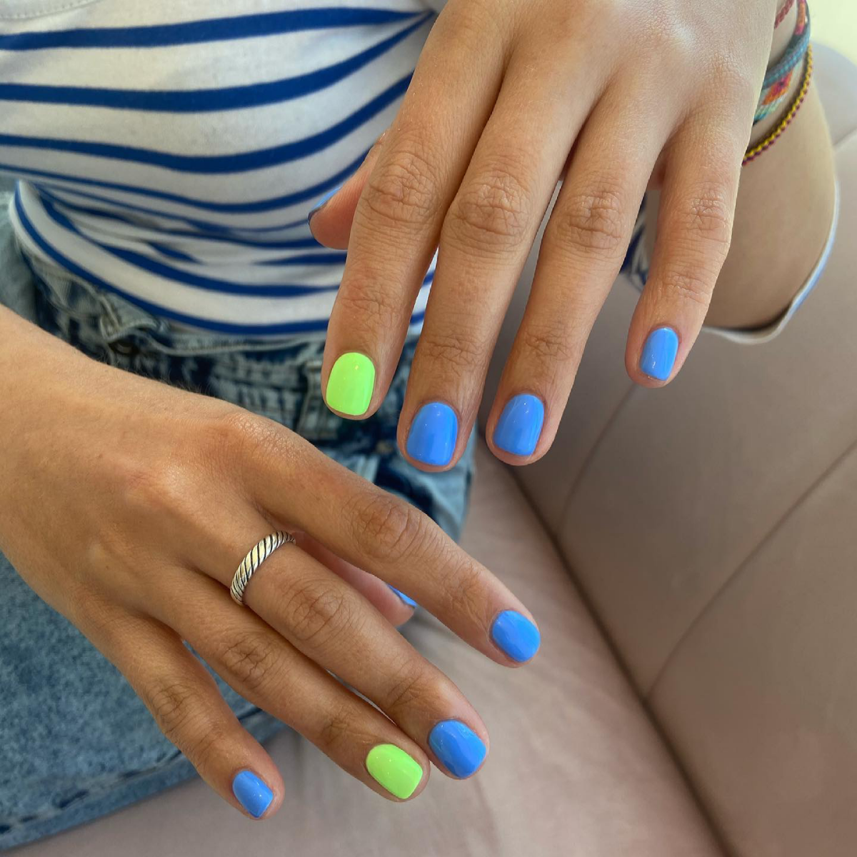 blue and green nails