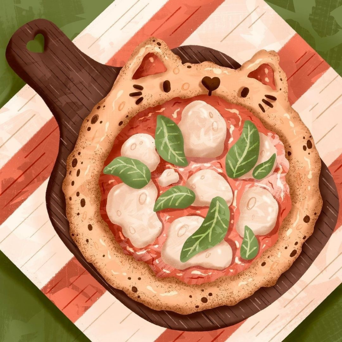 cat drawing pizza