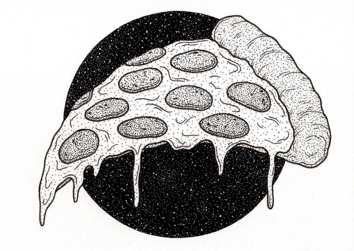 cheesy pizza slice drawing