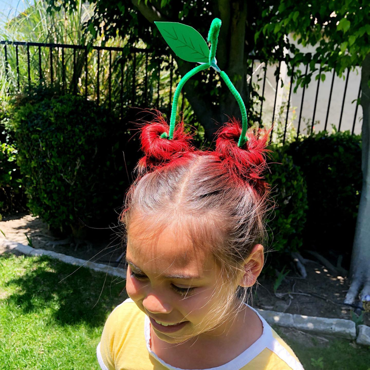 cherries on hair from buns