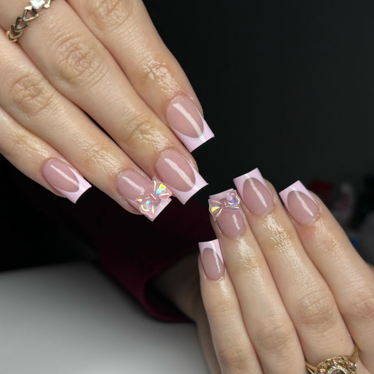 coquette aesthetic nails with bow