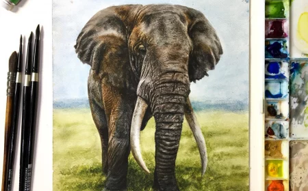 elephant drawing realistic watercolor art