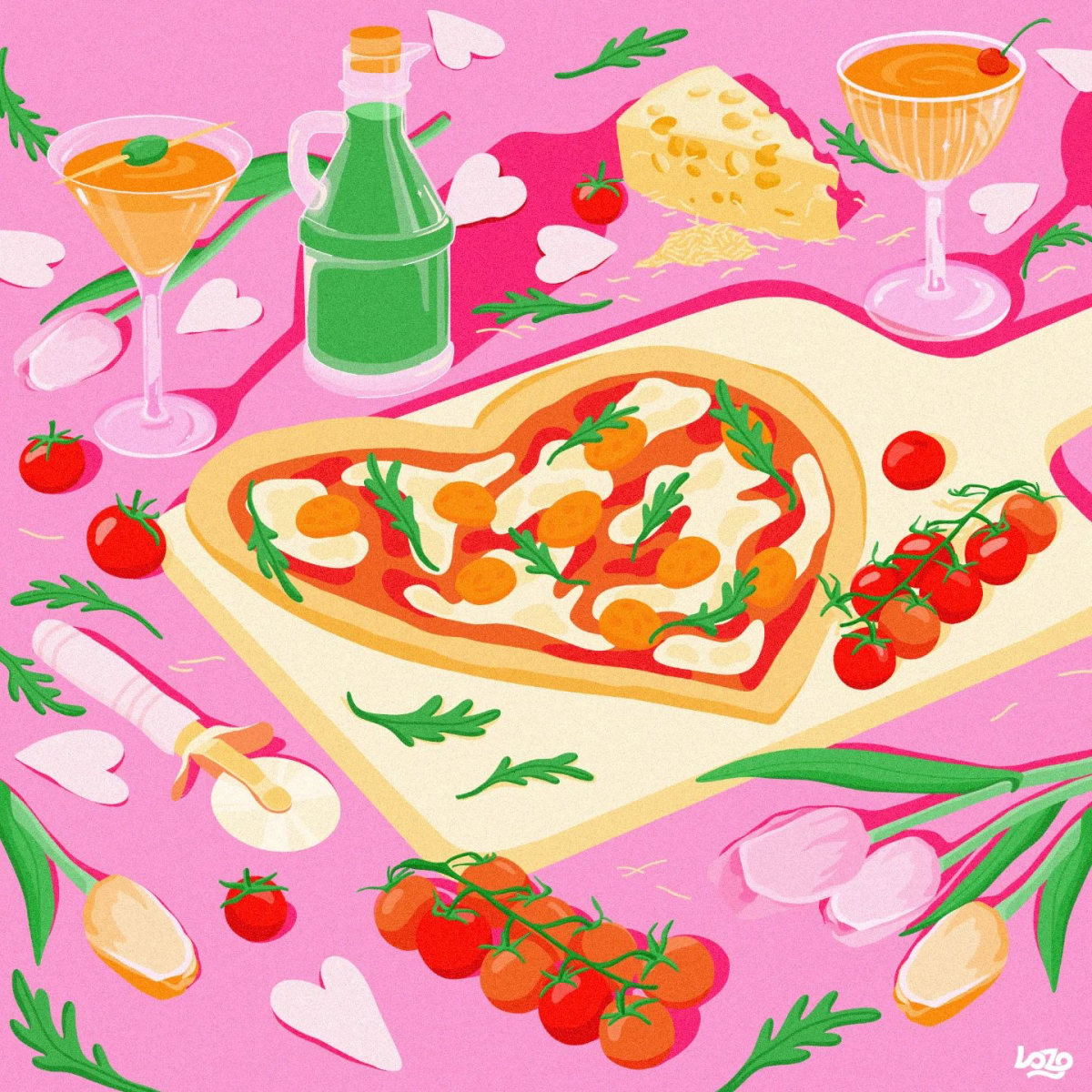 heart shaped pizza drawing
