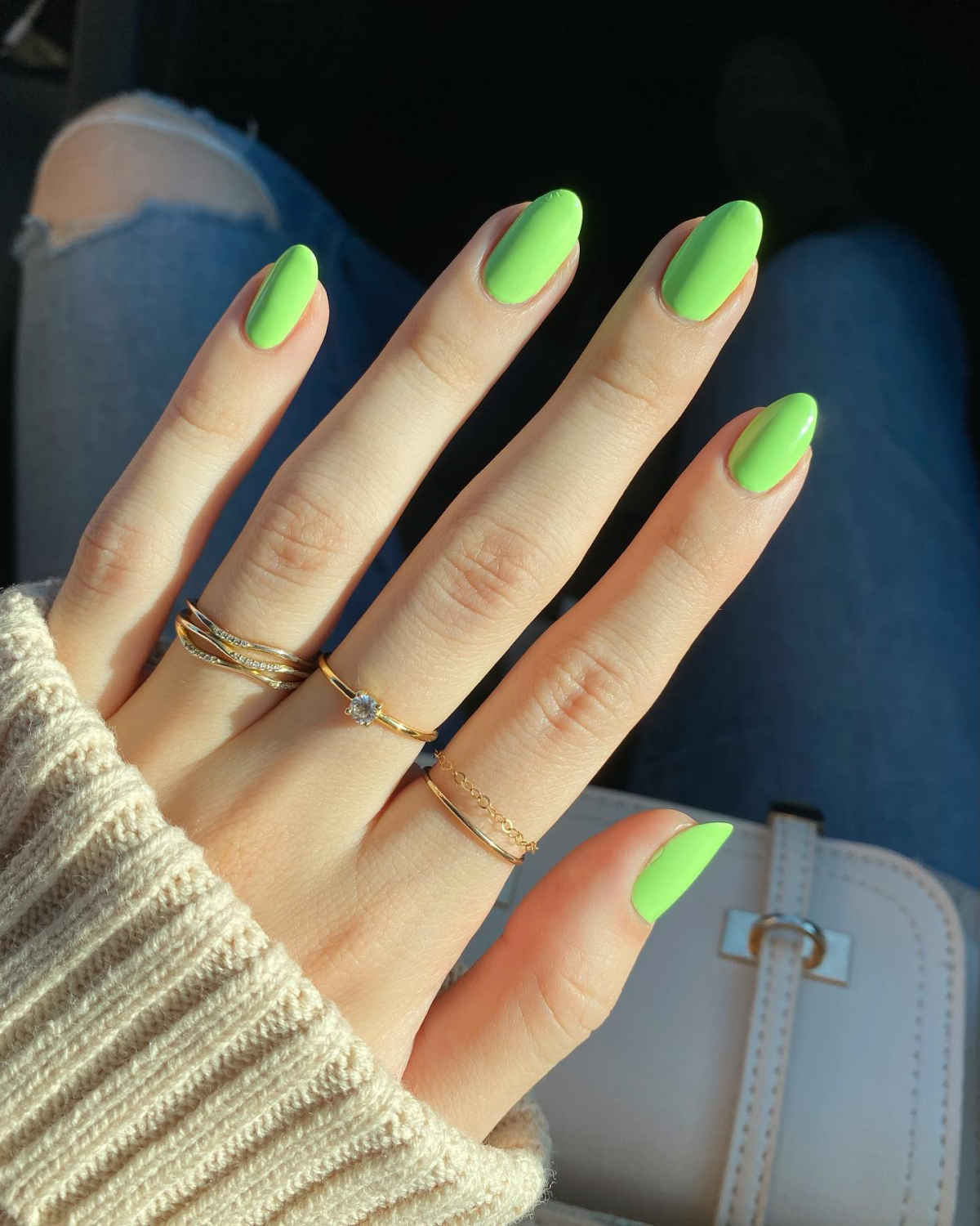 lime green nails simple design