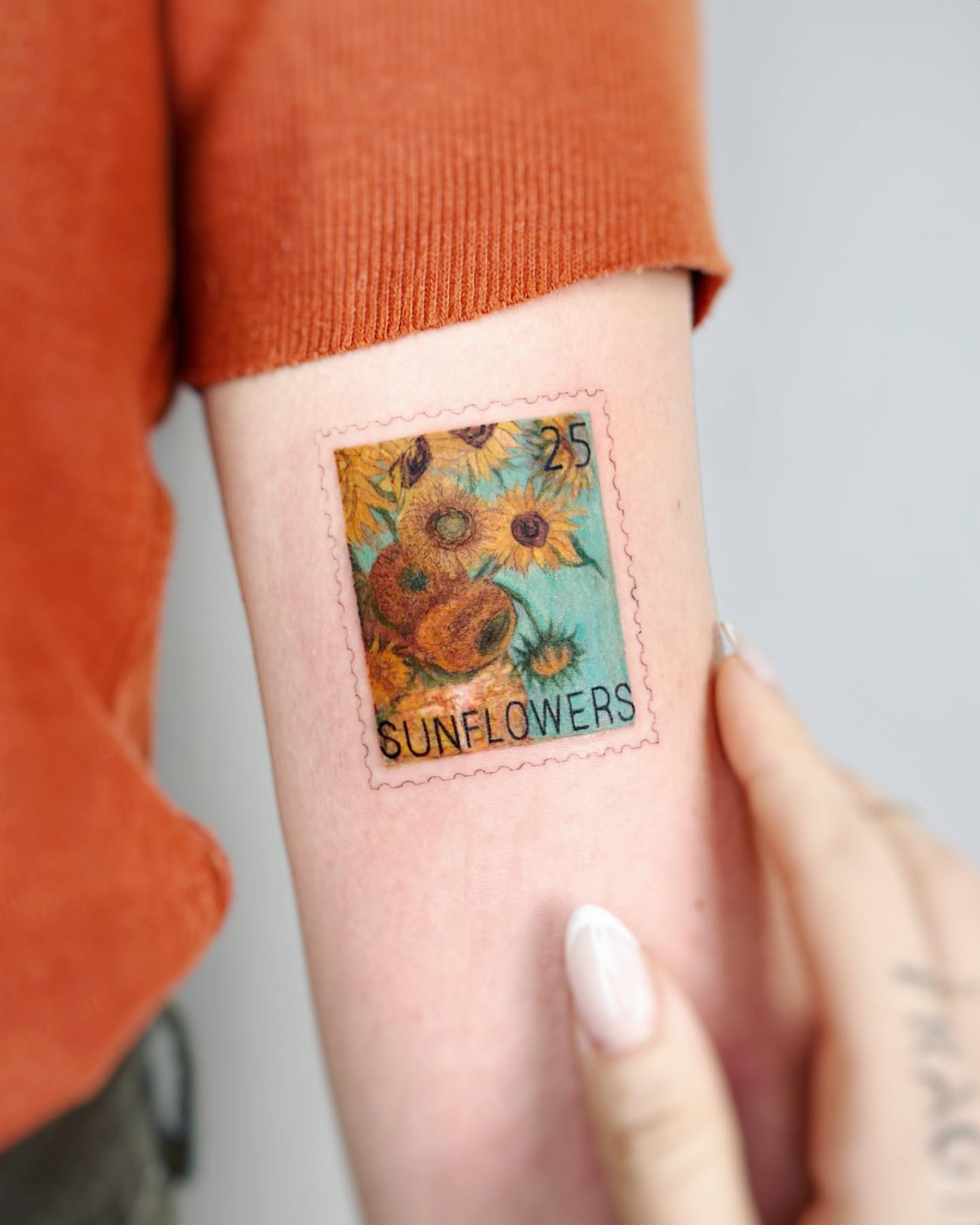 microrealism van gogh tattoo sunflowers