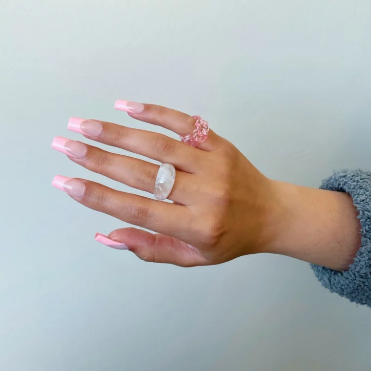 pink french tip nails pastel pink nails