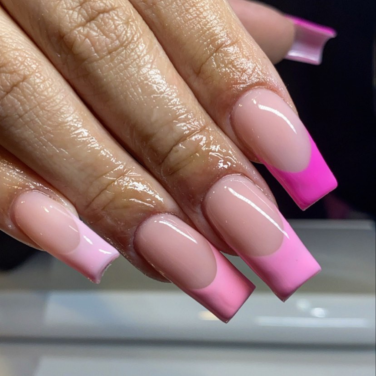 pink hues on nails