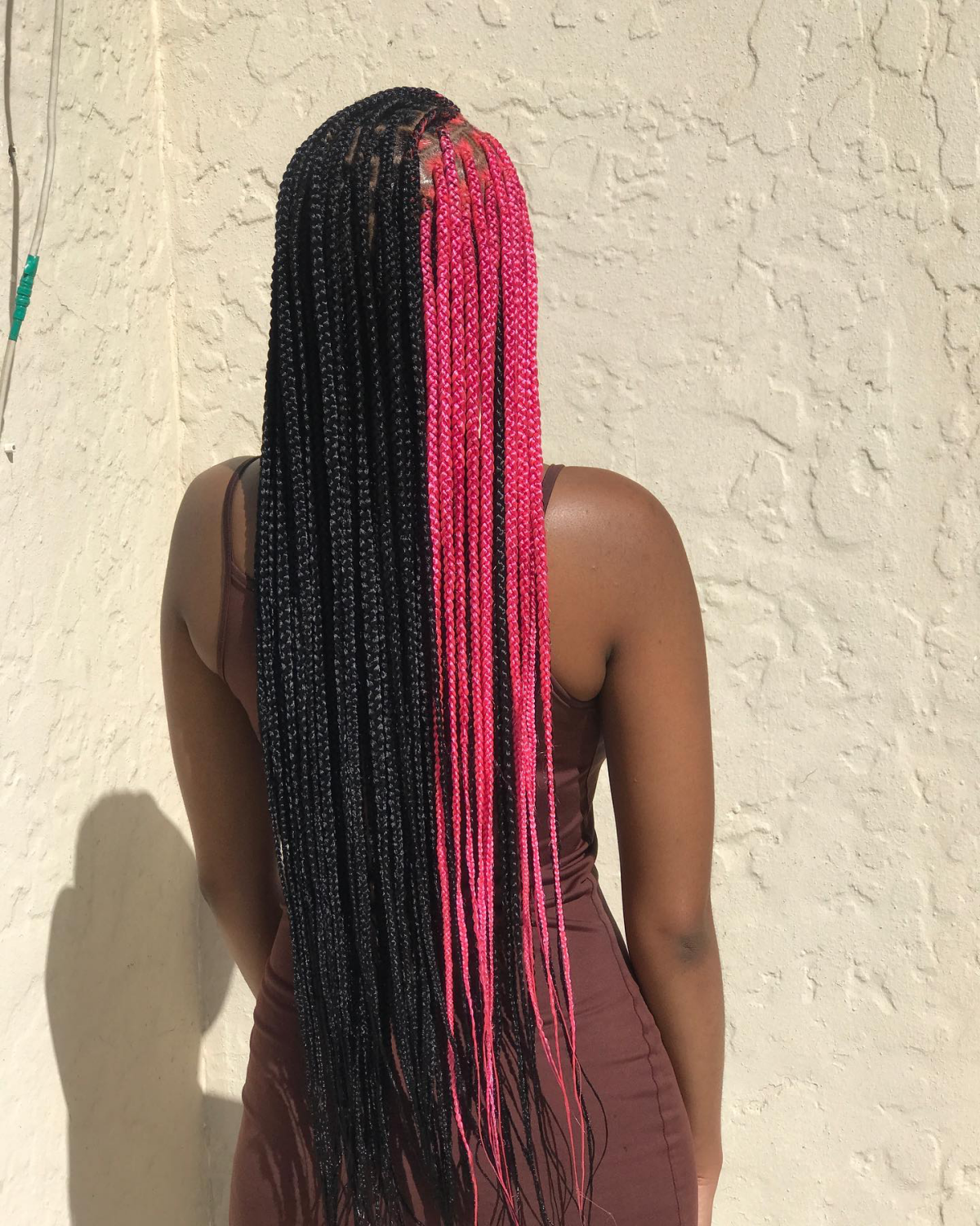 pink knotless braids