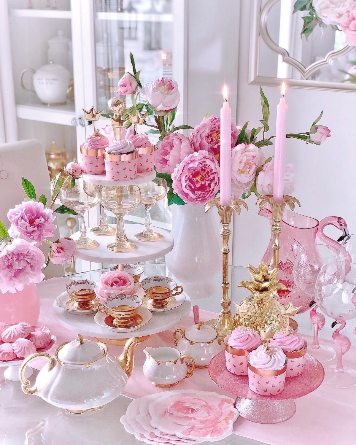 pink tea party table