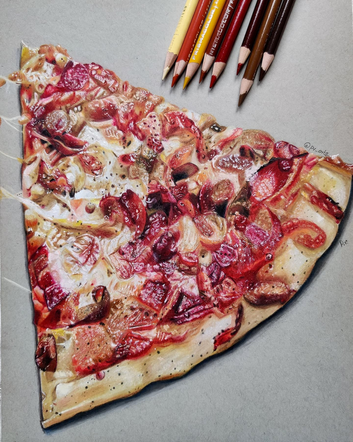 pizza drawing colored pencil drawing