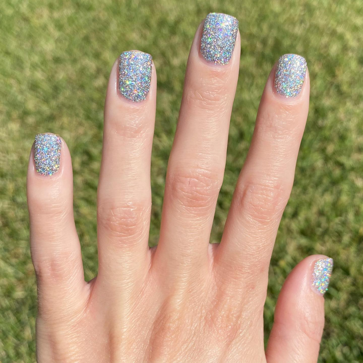 silver glitter nails full set