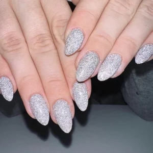 silver glitter nails sparkling nails