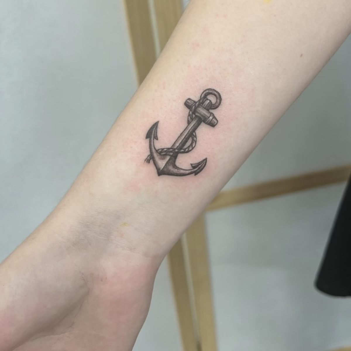 small anchor and rope tattoo