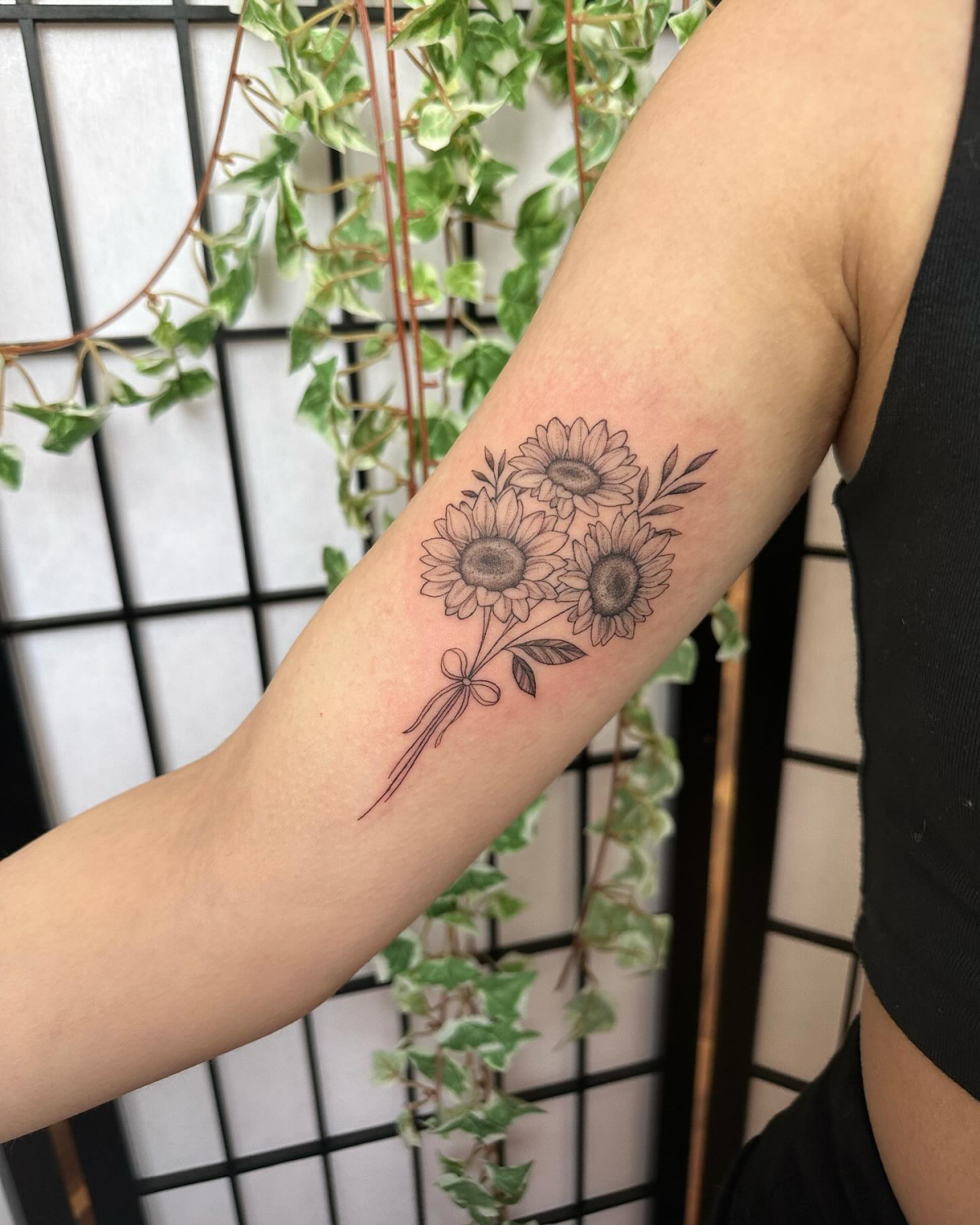sunflower bouquet tattoo