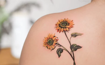 sunflower tattoo two sunflowers realistic and colorful