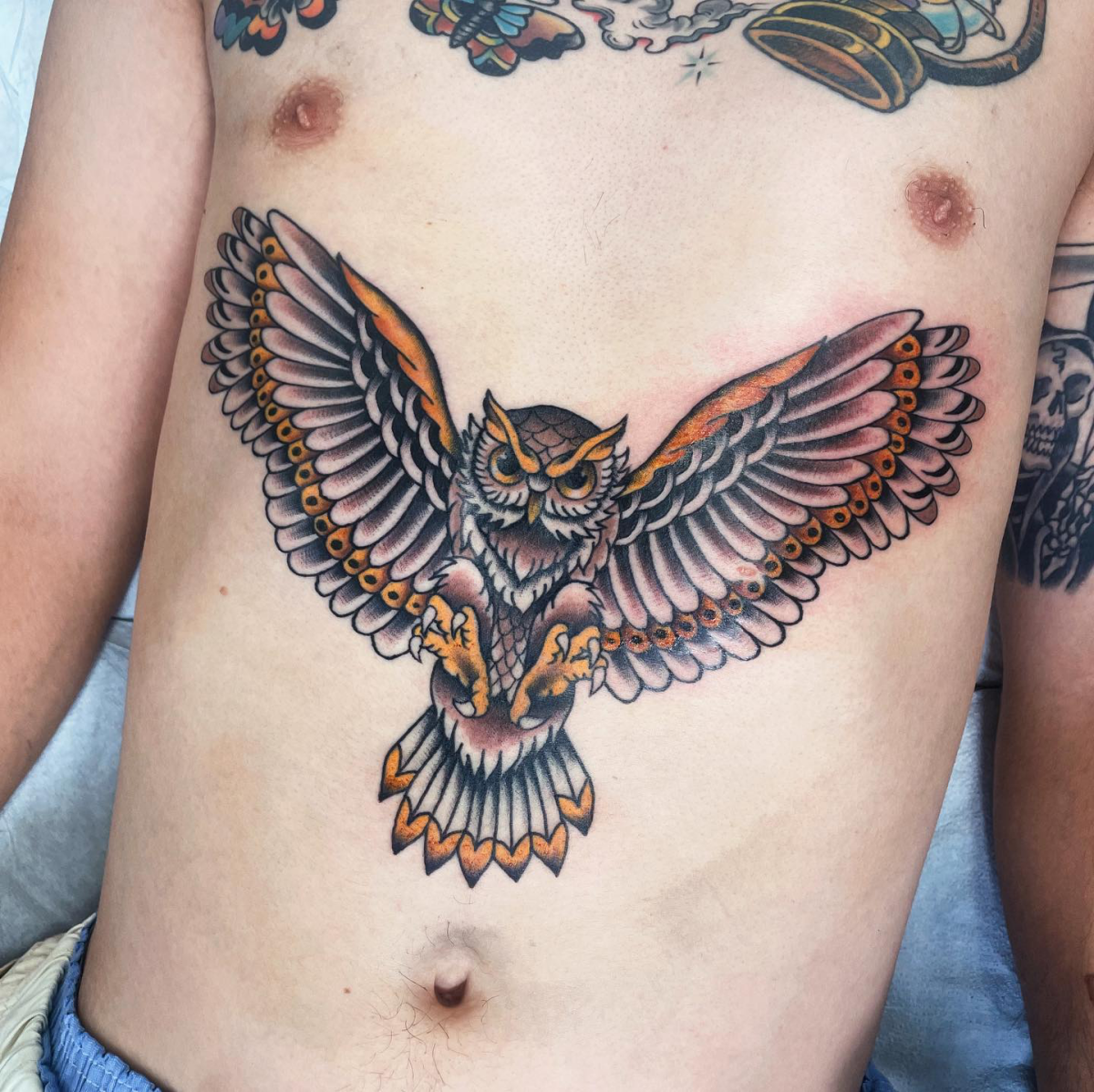 traditional owl style tattoo