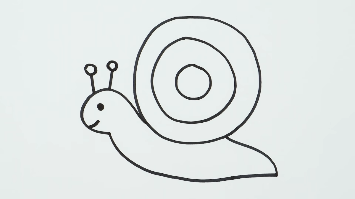 how to draw a snail face and antennas