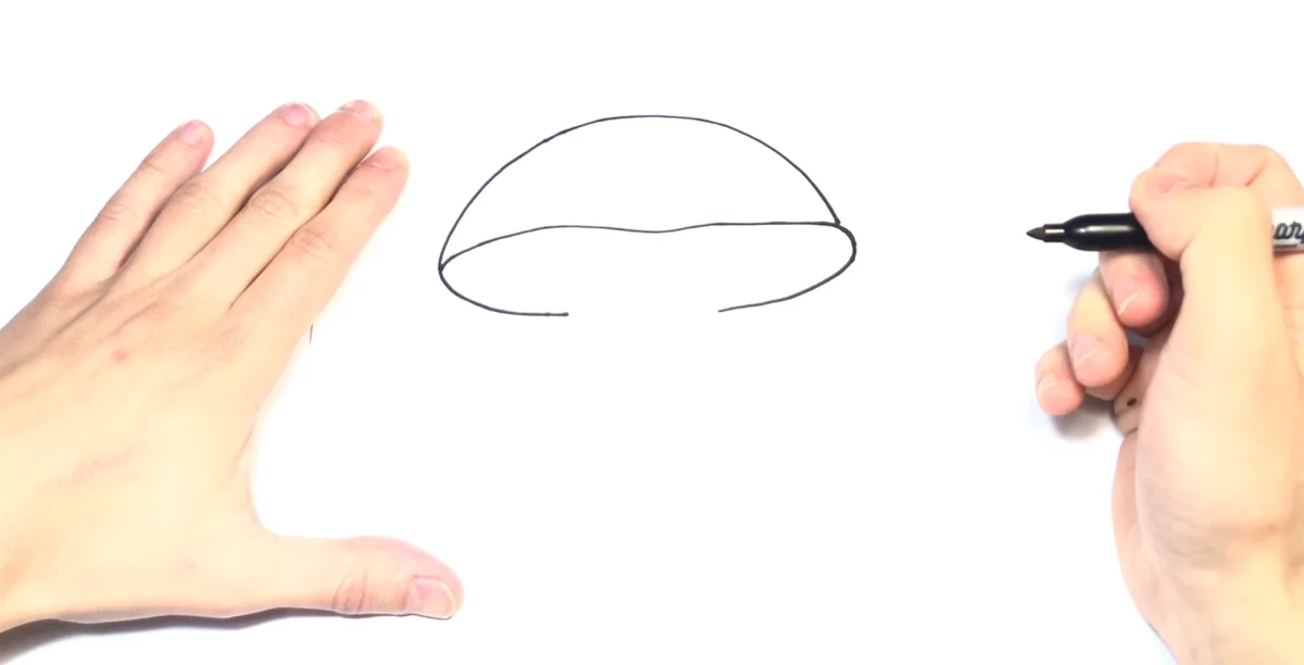 how to draw a mushroom mushroom cap being drawn