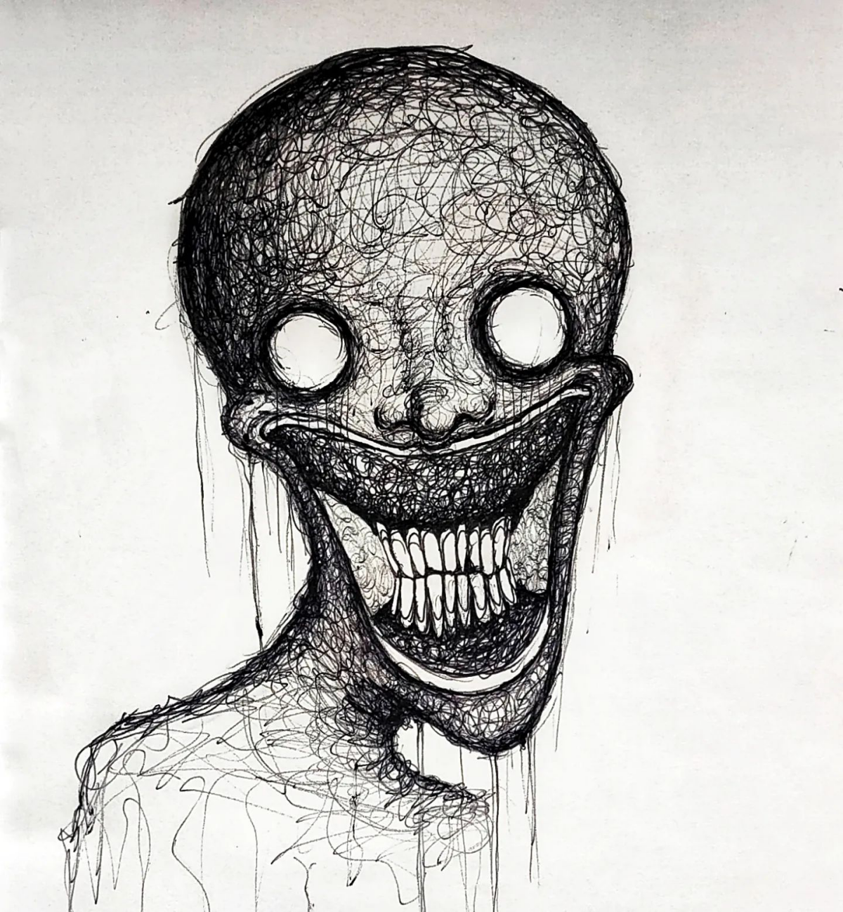 creepy pem drawing of face