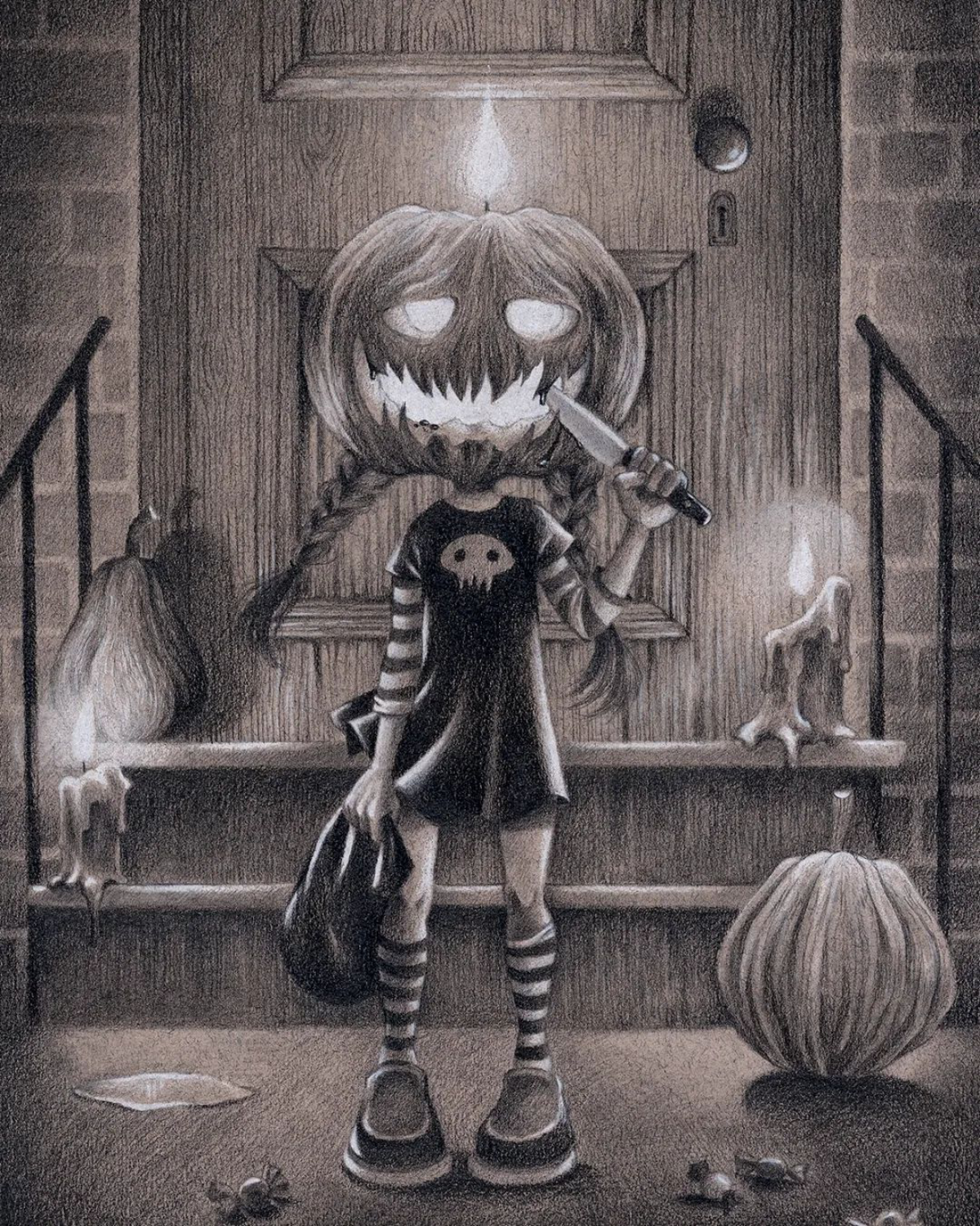 girl with pumpkin head