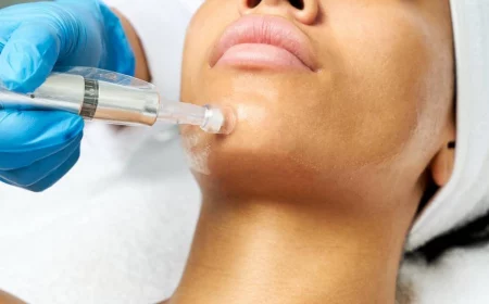 microneedling before and after woman getting treatment