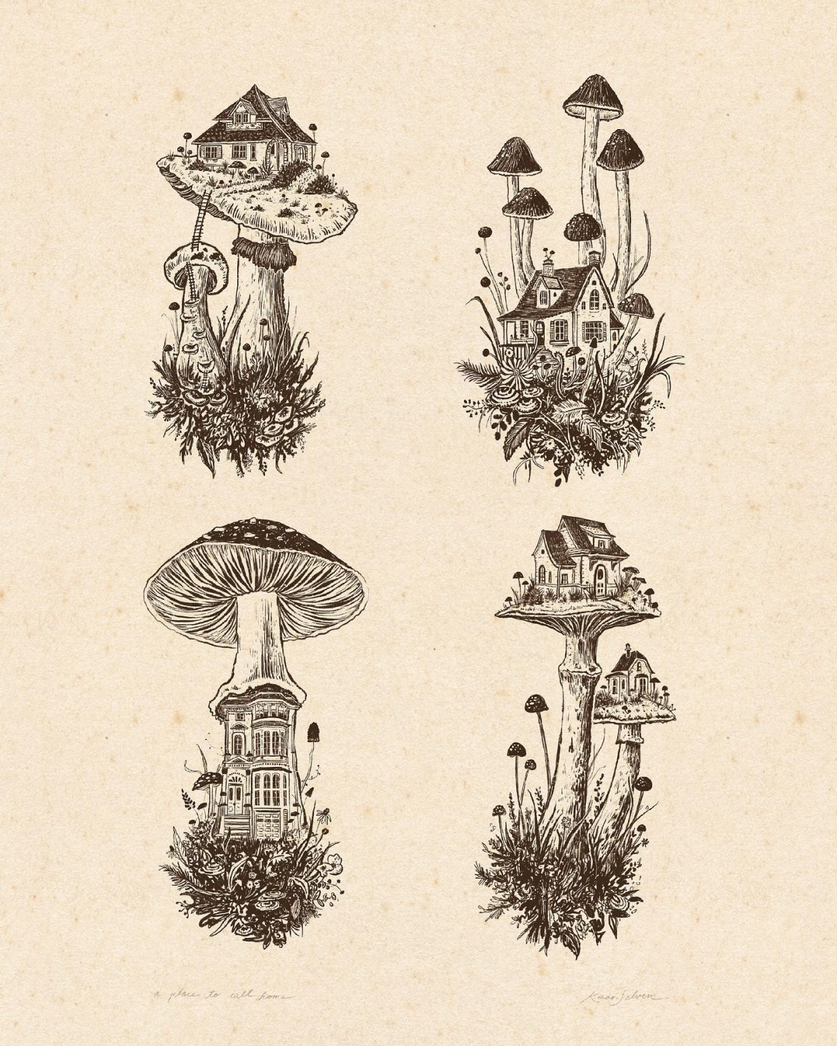 mushroom house drawings