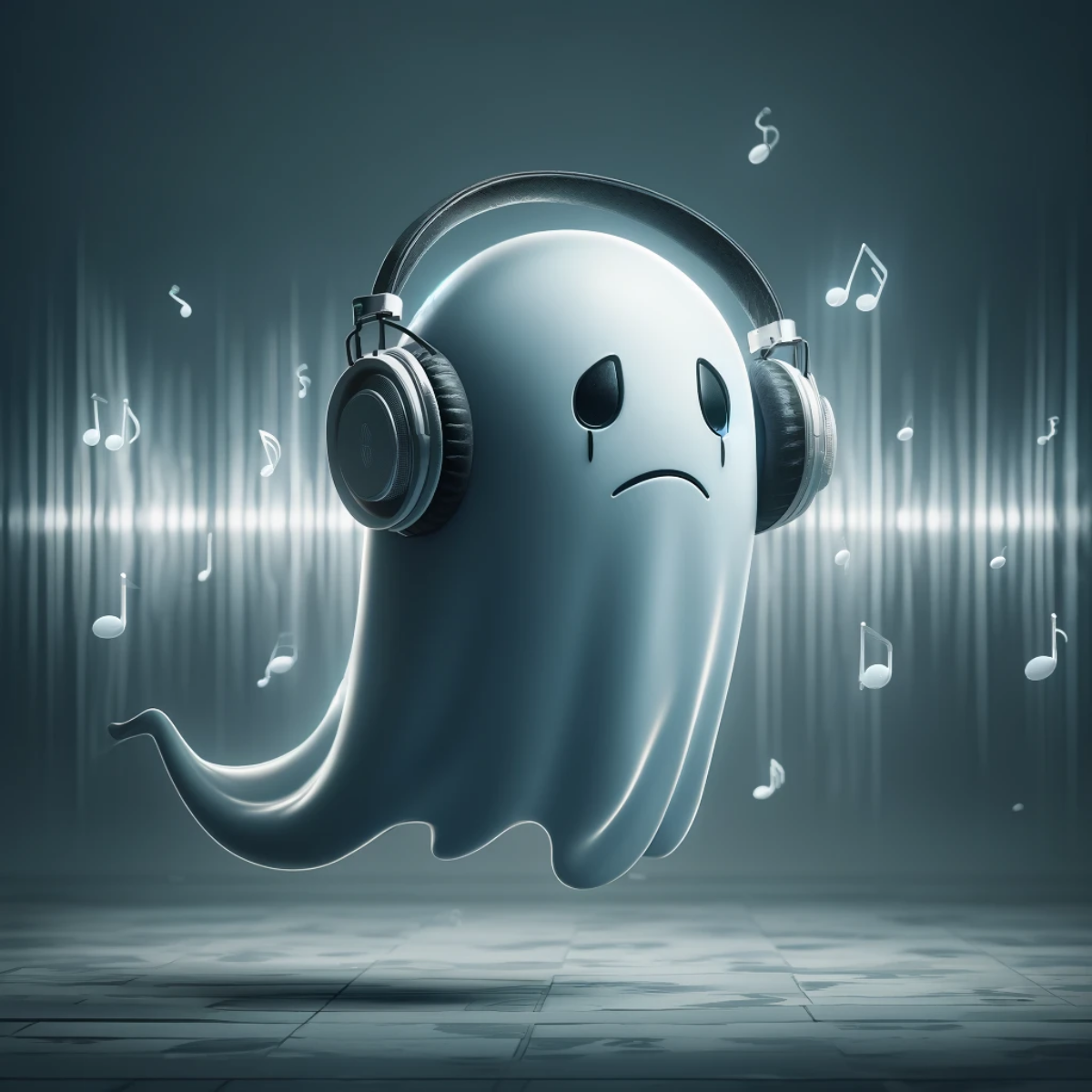 sad gloomy ghost listening to music
