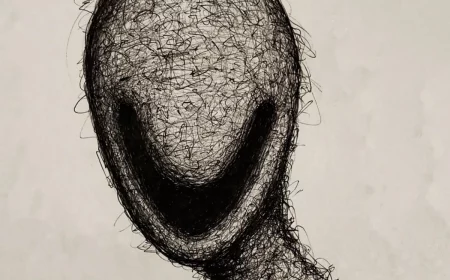 scary drawings face no eyes with grinning mouth