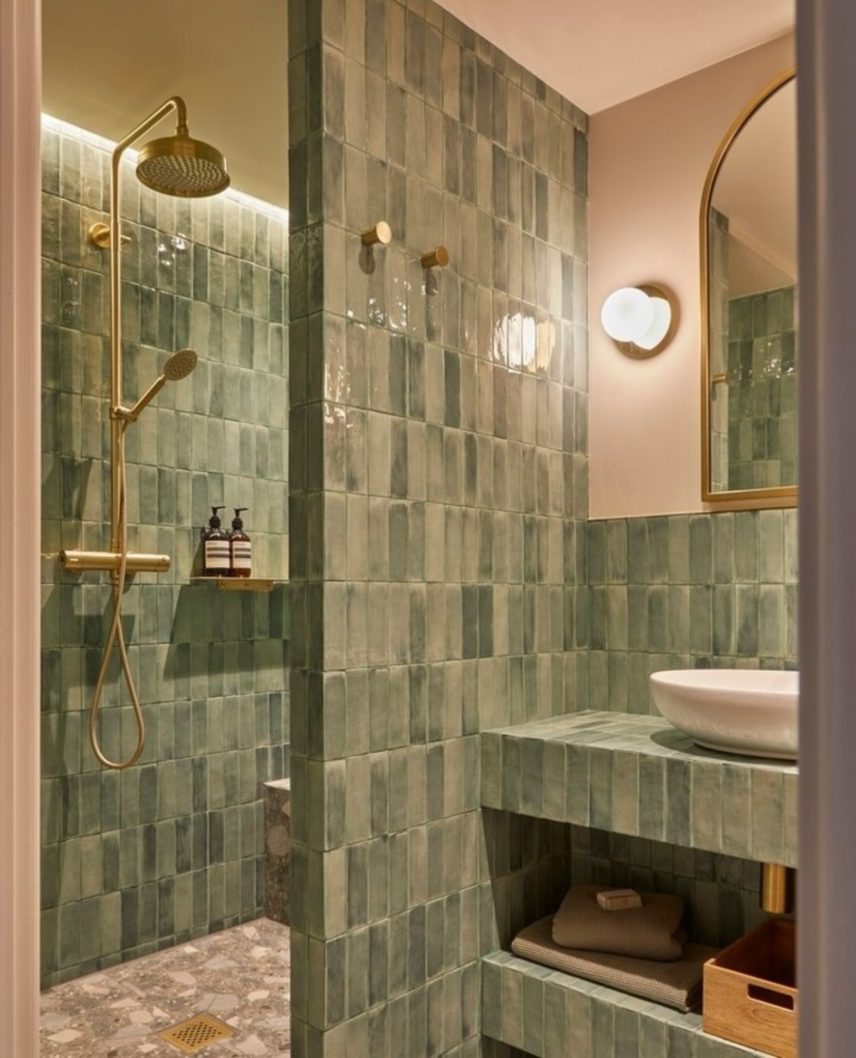 tile shower ideas for small bathrooms teal green tiles