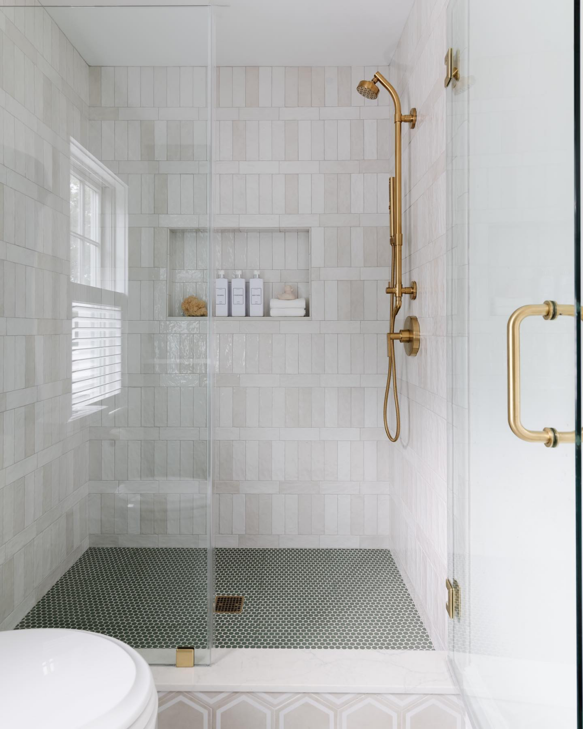 white tile bathroom for shower