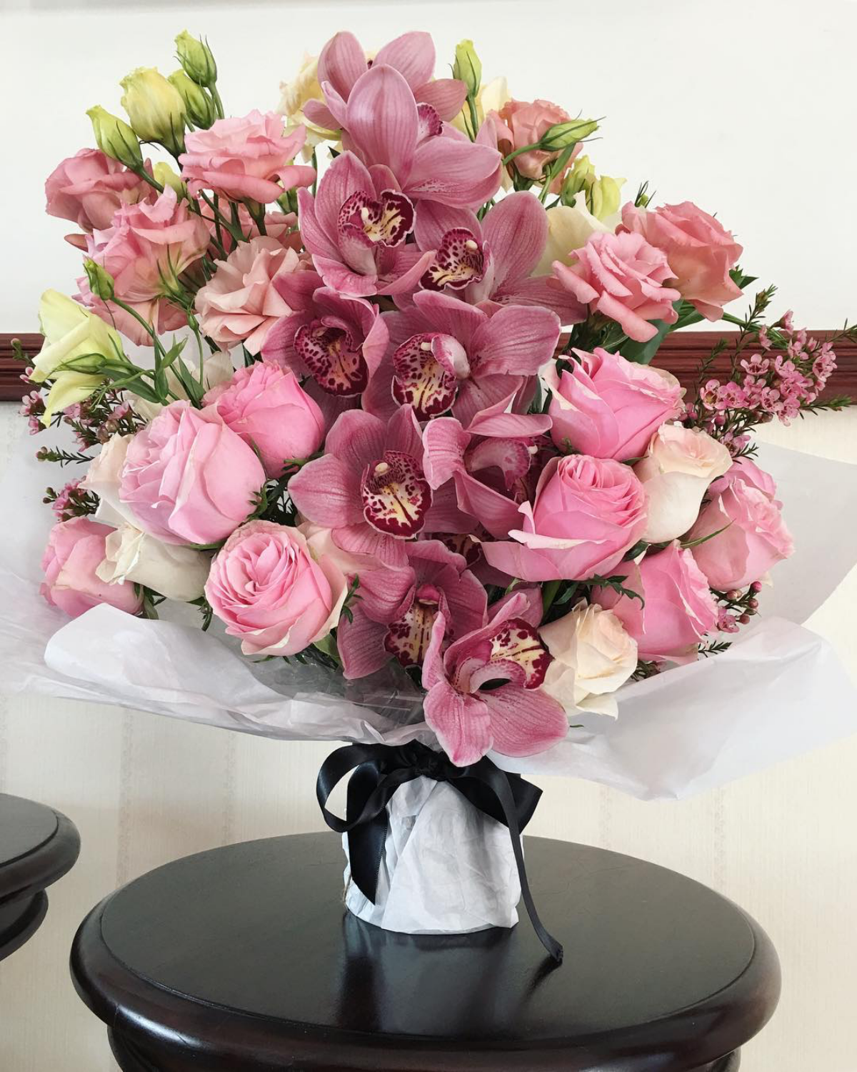 big pink orchid flower arrangement