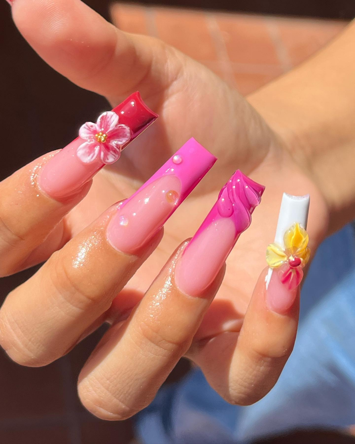 colorful nails with 3d nails